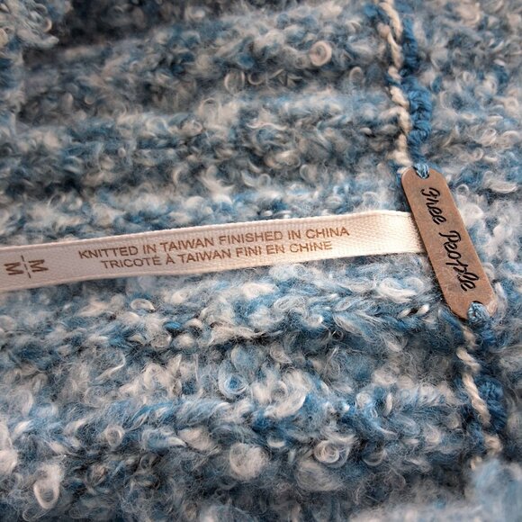 Free People Blue Marine Cropped Pullover Sweater Bateau Neck Womens Sz M - Picture 5 of 7